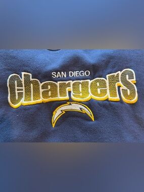 Old school logo Athletic San Diego Chargers Navy Crewneck Sweatshirt.